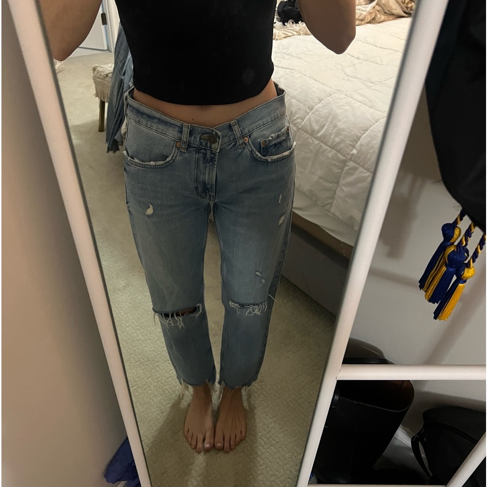 Zara Mid Rise Straight Leg Jeans
